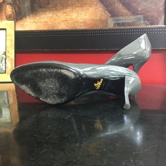 SOLD!  PRADA Gray Patent Leather Pumps - Picture 6 of 8